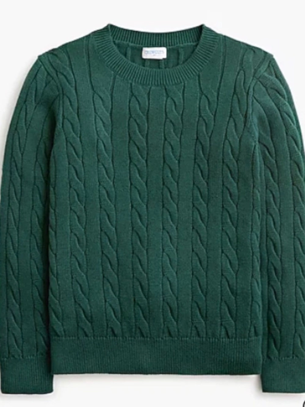 Crew Cuts Cable Knit Forest Green Boys Cotton Sweater XL 12- 14 Crewneck JCrew